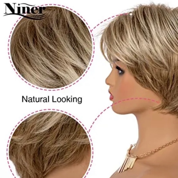 3 New Blonde and Brown pixie style synthetic wigs. - Picture 6 of 16